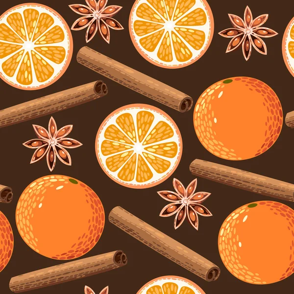 Orange et cannelle sans couture — Image vectorielle
