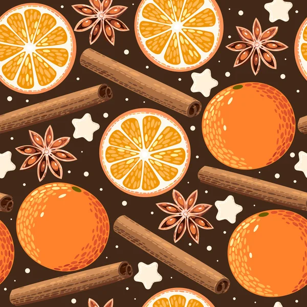 Bezešvé pomeranče a skořice — Stockový vektor
