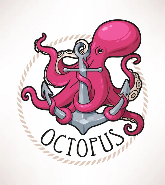 Anker en octopus — Stockvector