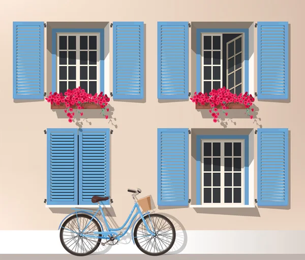 Fenêtres et vélo — Image vectorielle