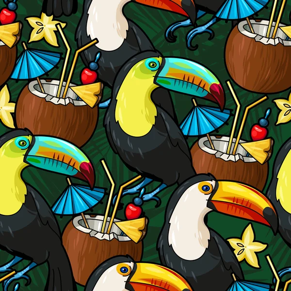 Toucan et cocktail — Image vectorielle