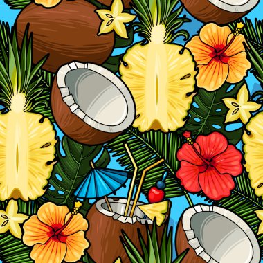 Seamless tropical cocktail clipart