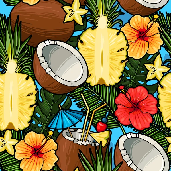 Cocktail tropical sans couture — Image vectorielle