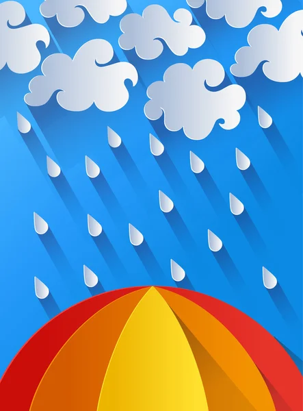 Regen und Regenschirm — Stockvektor