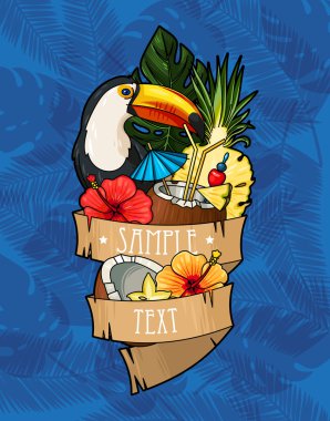 Toucan and cocktail clipart