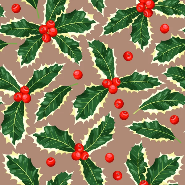 Naadloze holly bladeren — Stockvector