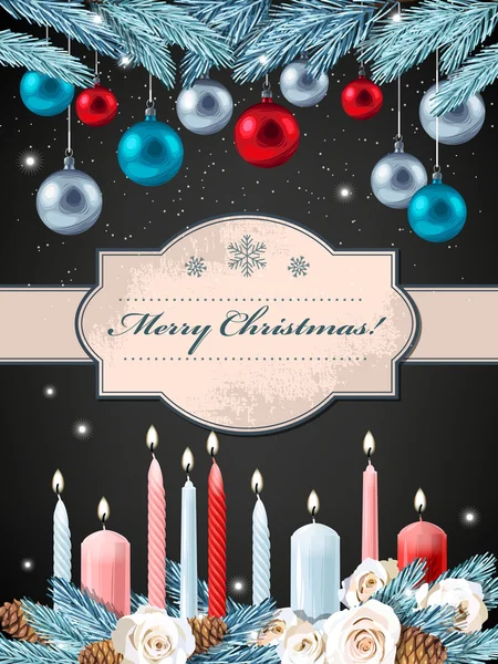 Kerstmis ansichtkaart met kaarsen — Stockvector