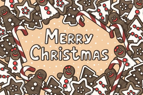 Carte de Noël avec pain d'épice — Image vectorielle