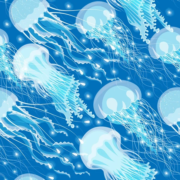 Medusas brillantes sin costura — Vector de stock