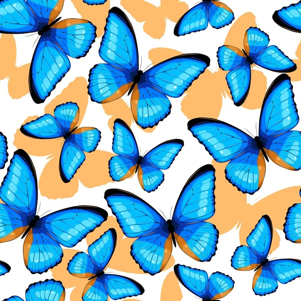Mariposas azules sin costuras — Vector de stock