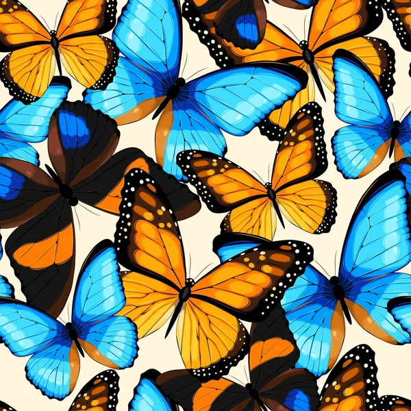 蓝色的蝴蝶无缝 — 图库矢量图片