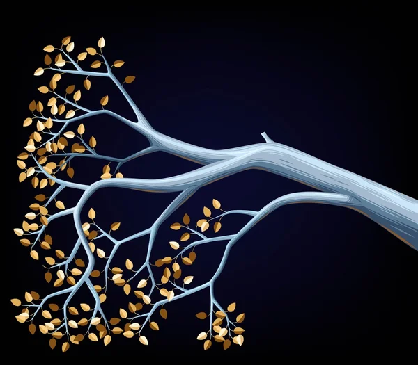 Гілка дерева з золотим листям — стоковий вектор