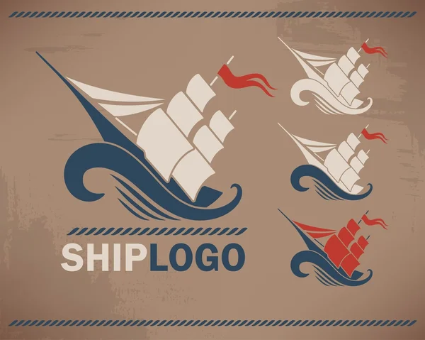 Ship on the wave — Stock Vector