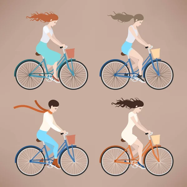 Chica en bicicleta — Archivo Imágenes Vectoriales