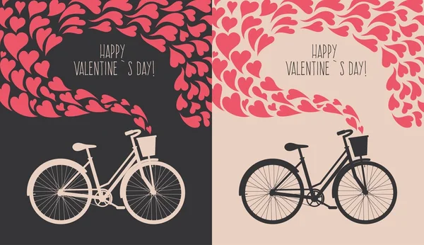 Tarjeta San Valentín con bicicleta — Vector de stock