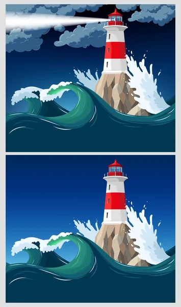 Faro en la roca — Vector de stock