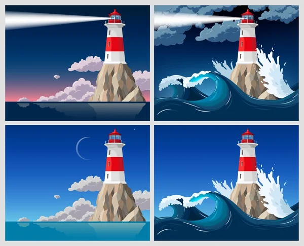 Lighthouse on the rock — Stock Vector