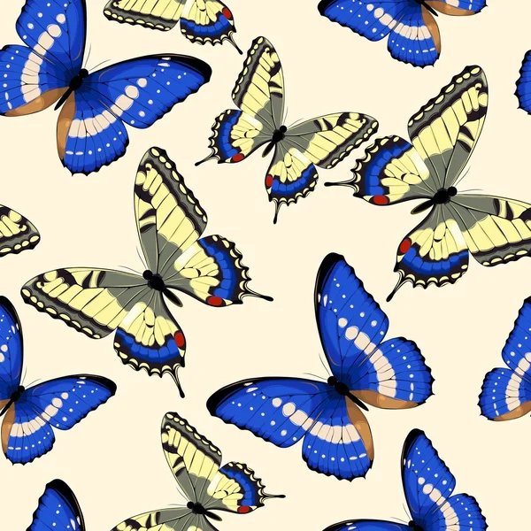Blå fjärilar sömlösa — Stock vektor