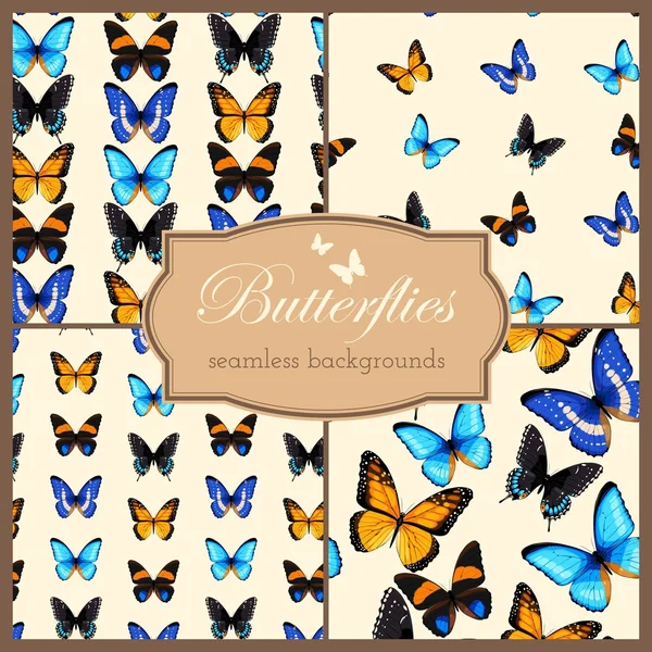 Bezszwowe zestaw motyle — Wektor stockowy