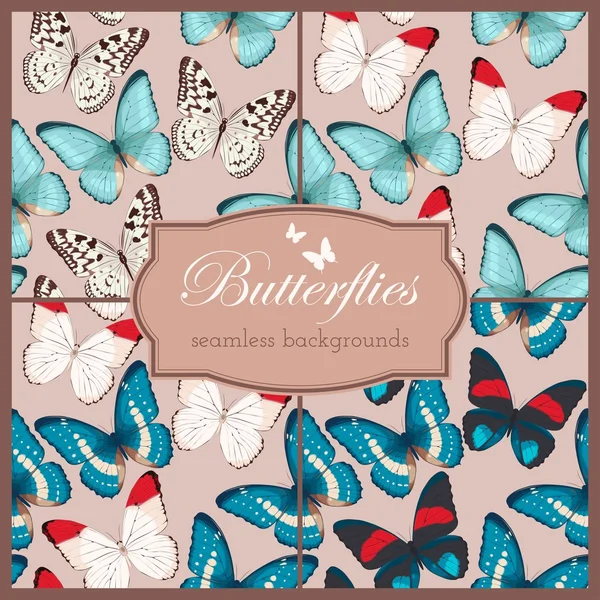 Безшовні набір метелики — стоковий вектор