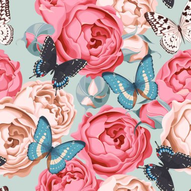 Sorunsuz Şakayık gül ve kelebek