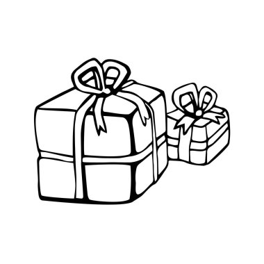 hediye (hediye paketi) beyaz arkaplanda karalama biçimi 