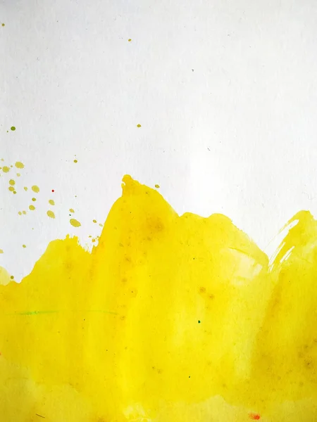 Жовта Пляма Акварельною Фарбою Білому Фоні — стокове фото