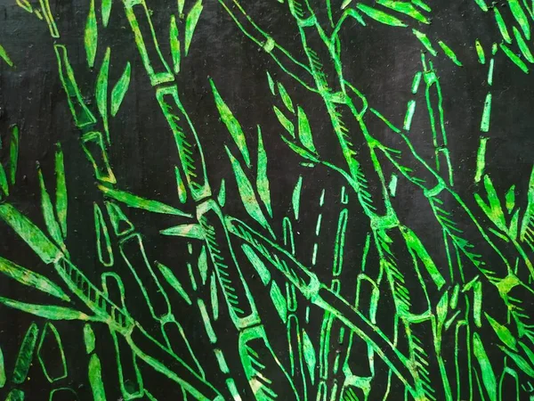 Bambu Verde Sobre Fundo Preto Ilustração — Fotografia de Stock