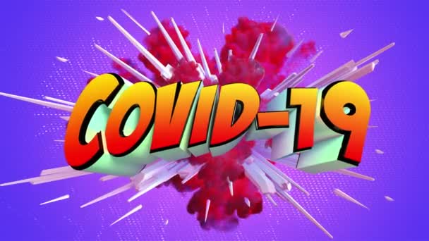 Farbige Abstrakte Explosion Mit Botschaft Covid — Stockvideo