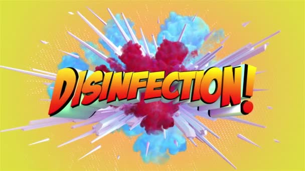 Farbige Abstrakte Explosion Mit Botschaft Desinfektion — Stockvideo