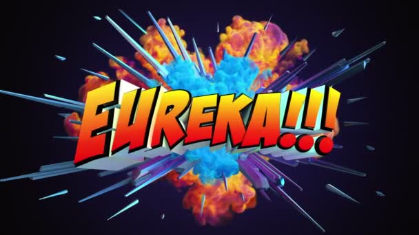 Färgad Abstrakt Explosion Med Text Eureka — Stockvideo