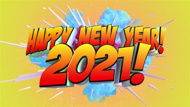 Esplosione Astratta Colorata Con Messaggio Buon Anno 2021 — Video Stock