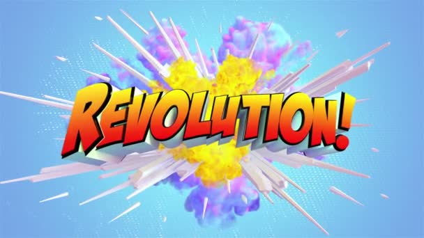 Färgad Abstrakt Explosion Med Budskap Revolution — Stockvideo