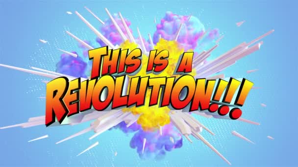 Έγχρωμη Αφηρημένη Έκρηξη Κείμενο Αυτό Είναι Μια Επανάσταση — Αρχείο Βίντεο