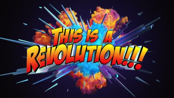 Farbige Abstrakte Explosion Mit Text Revolution — Stockvideo