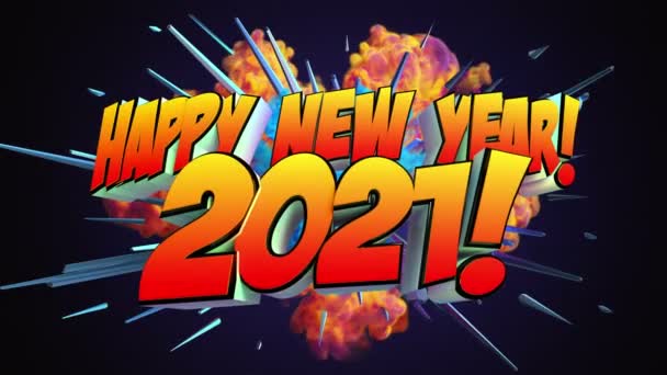 Έγχρωμη Αφηρημένη Έκρηξη Μήνυμα Καλή Χρονιά 2021 — Αρχείο Βίντεο