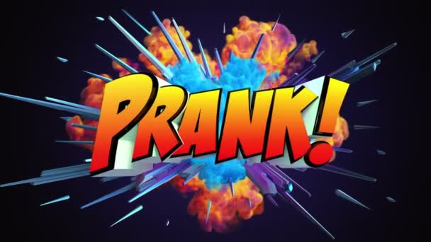 Colored abstract explosion with message Prank! in 4K — Stock Footage Colored Abstract Explosion Message Prank Royalty Free Stock Video