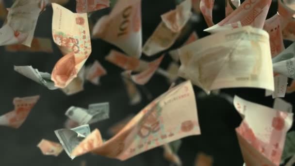 Falling Chinese Yuan Banknotes Loopable — Stock Video