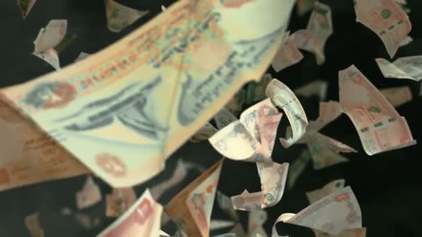 Zuhanó Bankjegyek Dirham Eae Egyesült Arab Emírségek Loopable — Stock videók