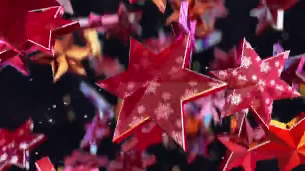 Dynamické Abstraktní Barevné Vánoční Hvězdy Skákání Animace — Stock video
