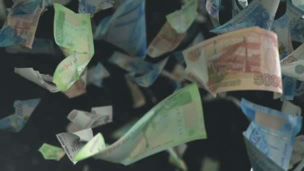 俄罗斯卢布现钞下跌4K可兑换货币 — 图库视频影像