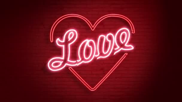 Duvarda Daki Love Neon Mesajı — Stok video