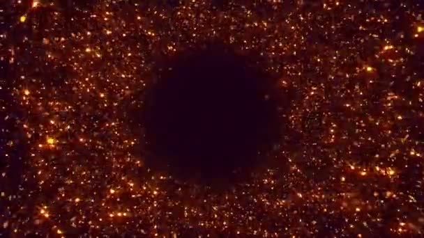 Altın Yıldızlar Döngü Arkaplanındaki Güzel Aydınlatılmış Tünel — Stok video