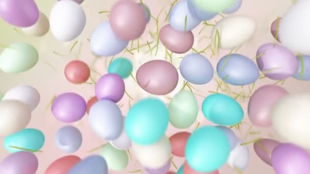 Color Easter Eggs Jumping Slow Motion — Stock Video