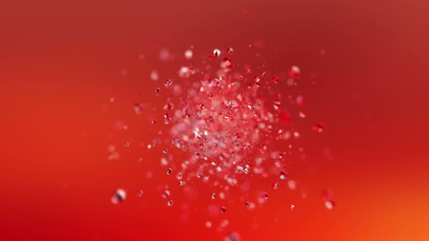 Red Bubbles Flying Super Slow Motion — Vídeos de Stock
