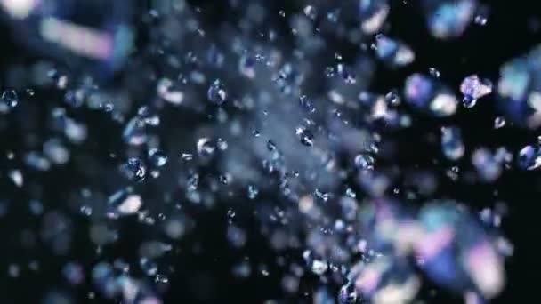 Gotas Líquidas Escuras Voando Movimento Super Lento — Vídeo de Stock