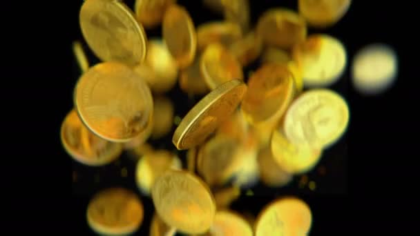 Jeden Dolar Zlaté Mince Skákání Zpomaleném Filmu — Stock video