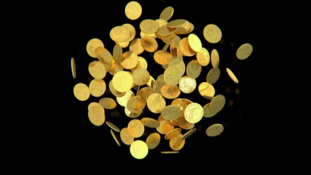 Ein Dollar Goldmünzen Springen Zeitlupe — Stockvideo