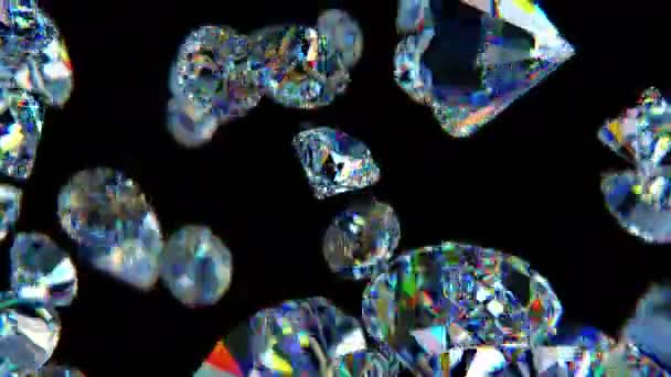 Fallende Luxusdiamanten Schleifenfähiger Hintergrund Zeitlupe — Stockvideo