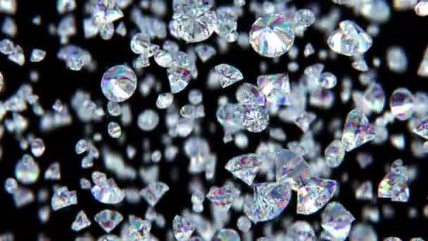 Caindo Diamantes Luxo Loop Able Fundo Câmera Lenta — Vídeo de Stock
